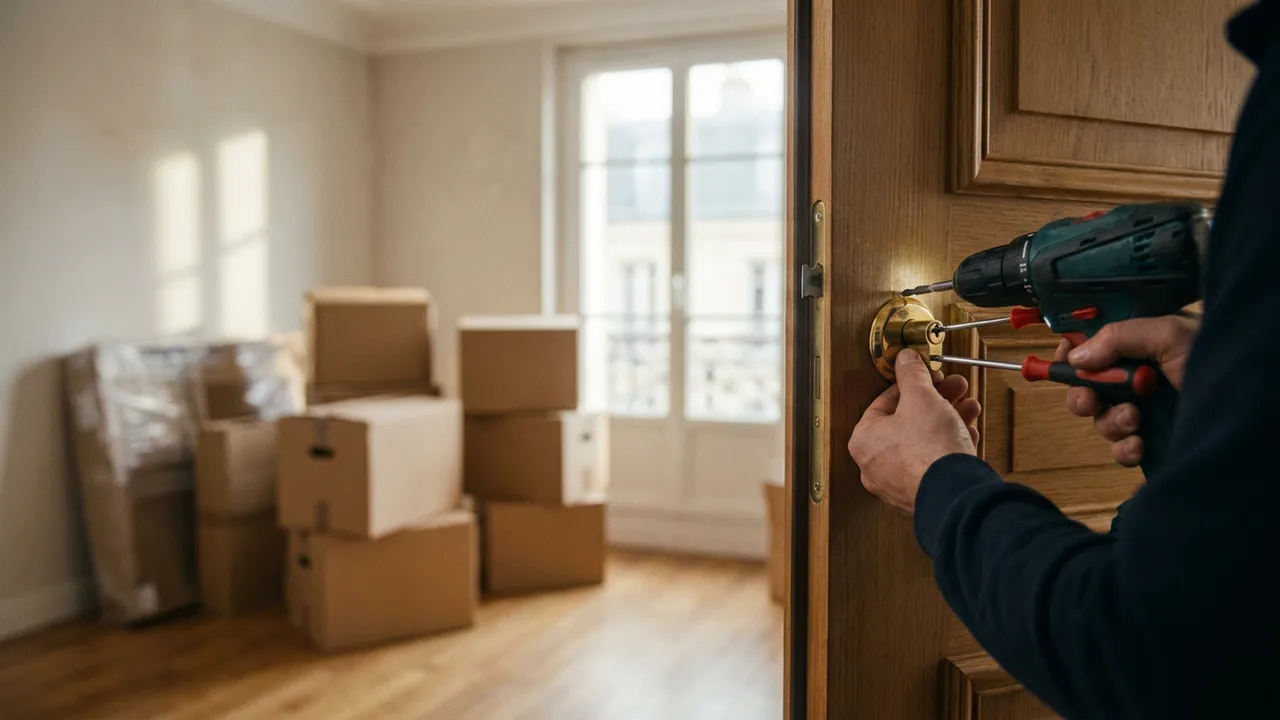 Remplacement du cylindre d'une porte palière lors d'un emménagement dans un appartement de Paris 1er