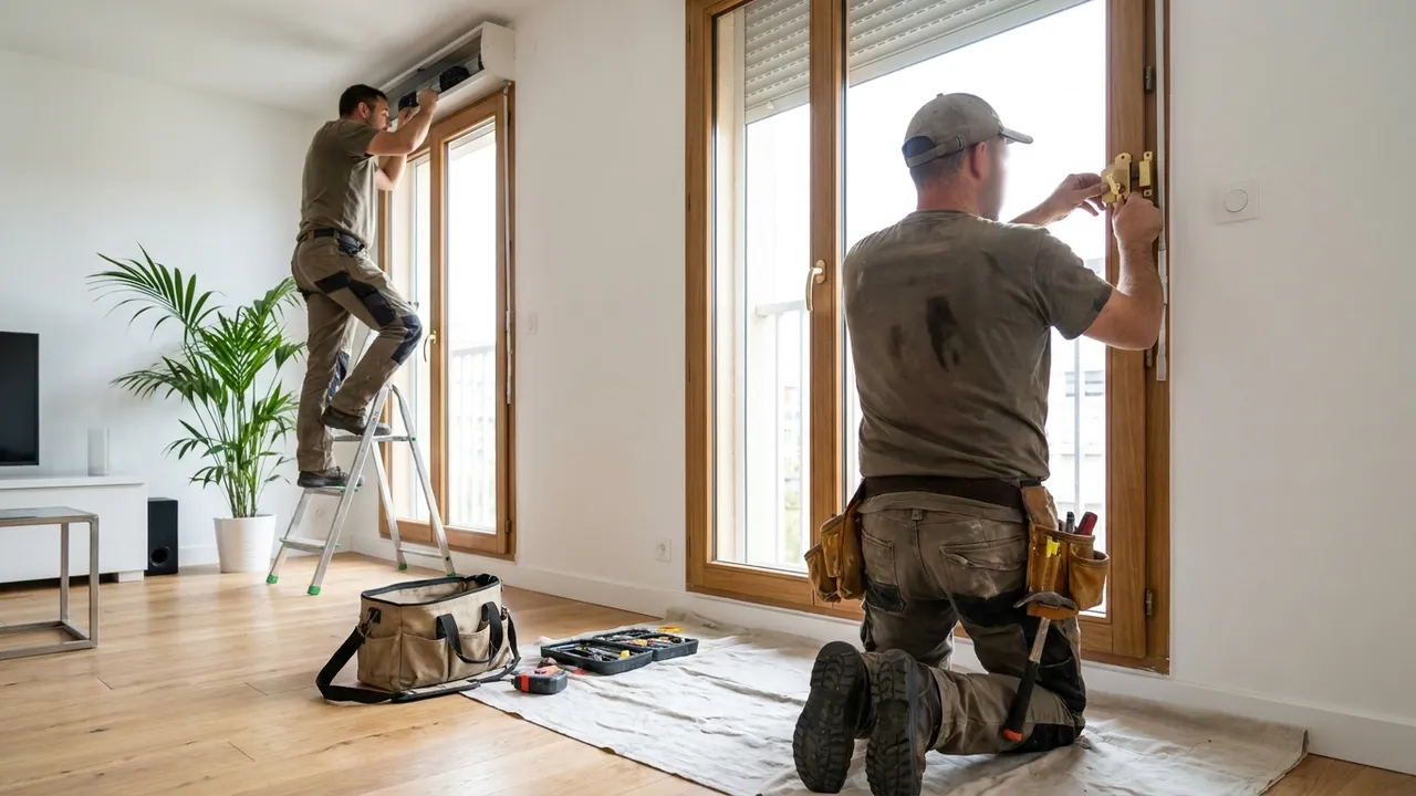Pose d'un verrou de fenêtre dans un appartement ancien du quartier des Halles à Paris 1er